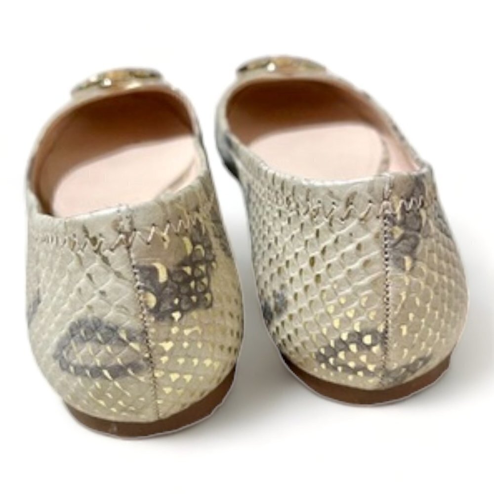 Tory Burch Gold/Beige Python Embossed Leather Rev… - image 5